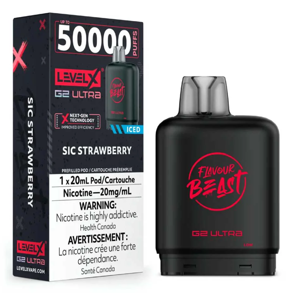 Sic Strawberry Iced  - 50k Level X Flavour Beast Boost Pod - (Without Battery)