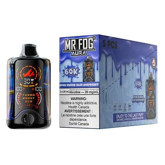 Sour Shock Blue Raspberry - Mr Fog Aura 60k Disposable- 20 mg nic