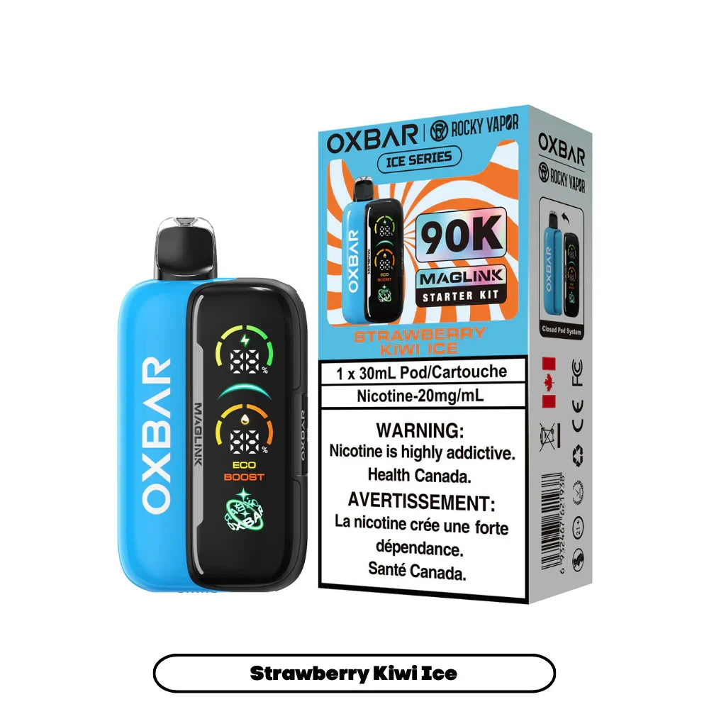 Strawberry Kiwi Ice Vape – OXBAR MagLink 90K Essential Series Starter Kit 20mg