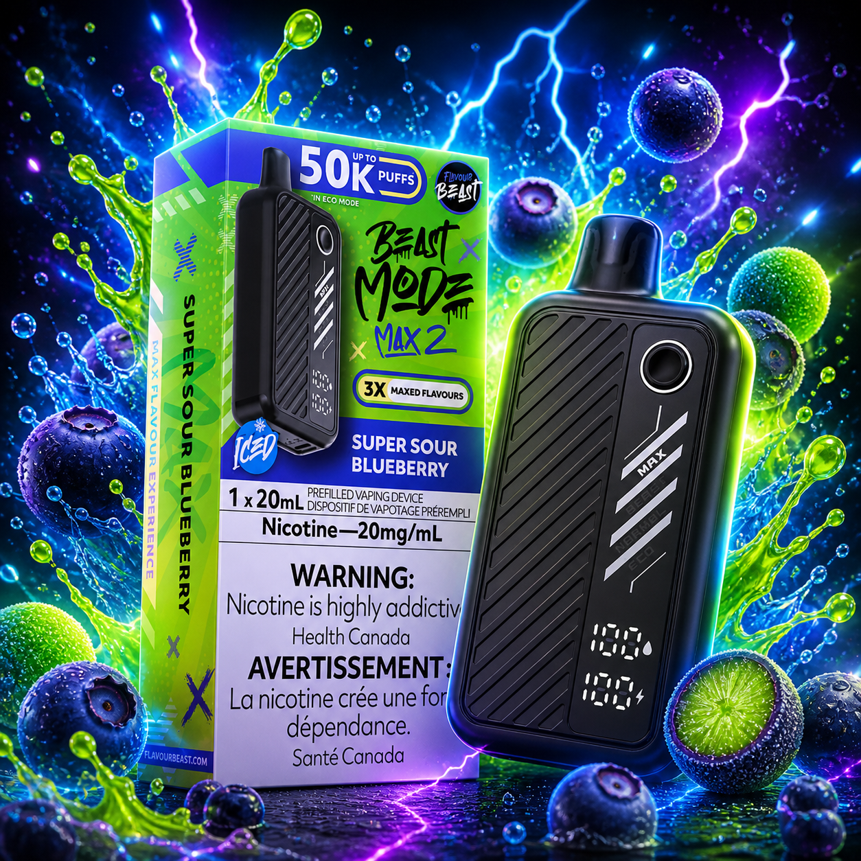 Super Sour Blueberry - Flavour Beast Mode Max 2 Disposable Vape