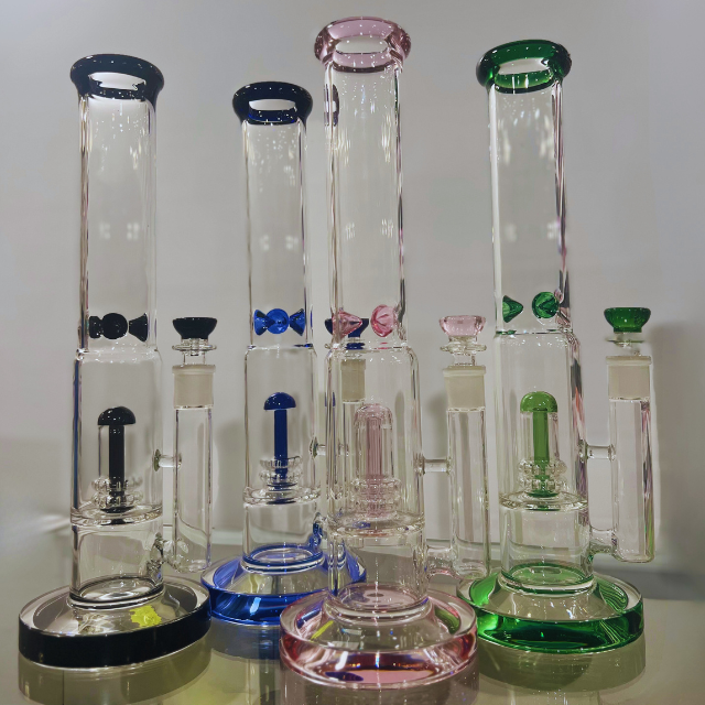 15 inch Double Perc Straight tube Bong 14mm Thick [Grace 10 ]