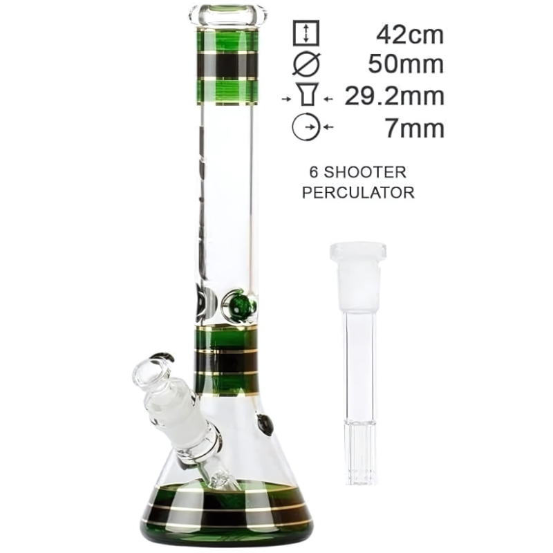 16.5 Inch Glass Large Ice Bong with 6 Shooter Down Pipe | 7mm thick (Model : Grace 23)