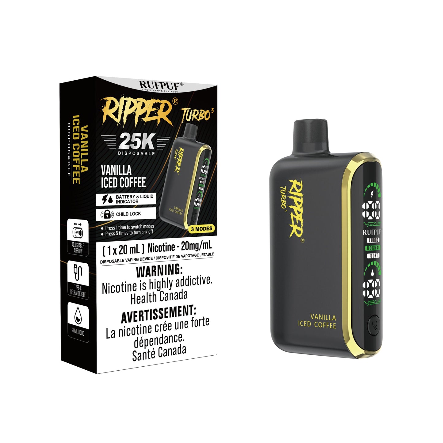 VAPE JETABLE RUFPUF RIPPER TURBO 3 25K 