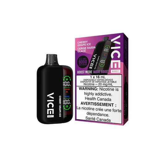 Vice Boost 9000 Puffs Vape jetable - Glace au raisin cerise