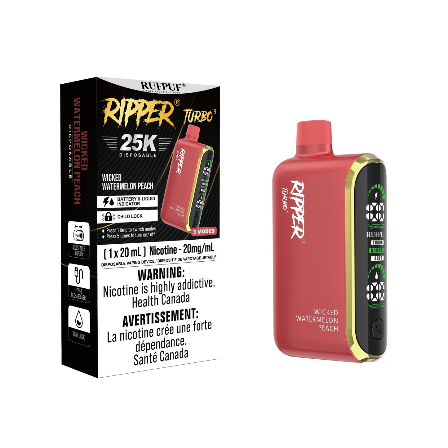 VAPE JETABLE RUFPUF RIPPER TURBO 3 25K 