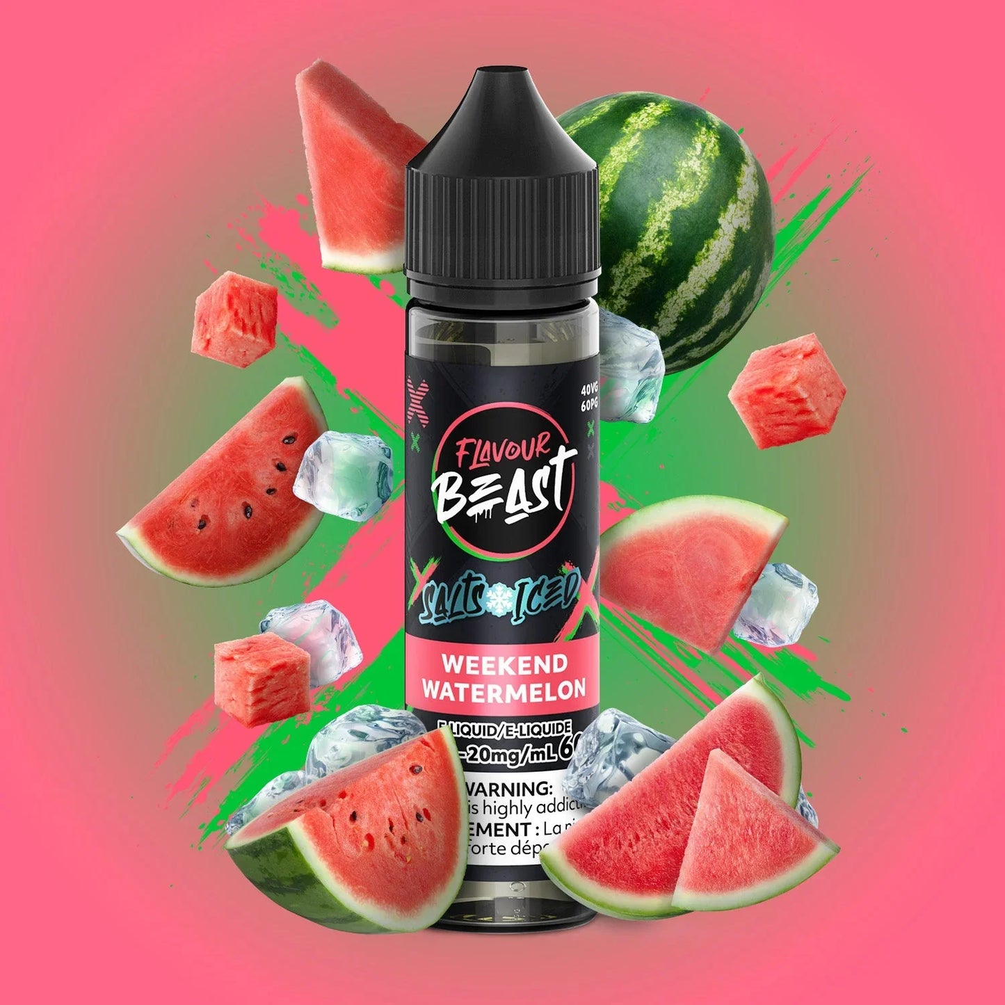 Weekend Watermelon (ICED) – Flavour Beast E-Liquid 60mL 20mg