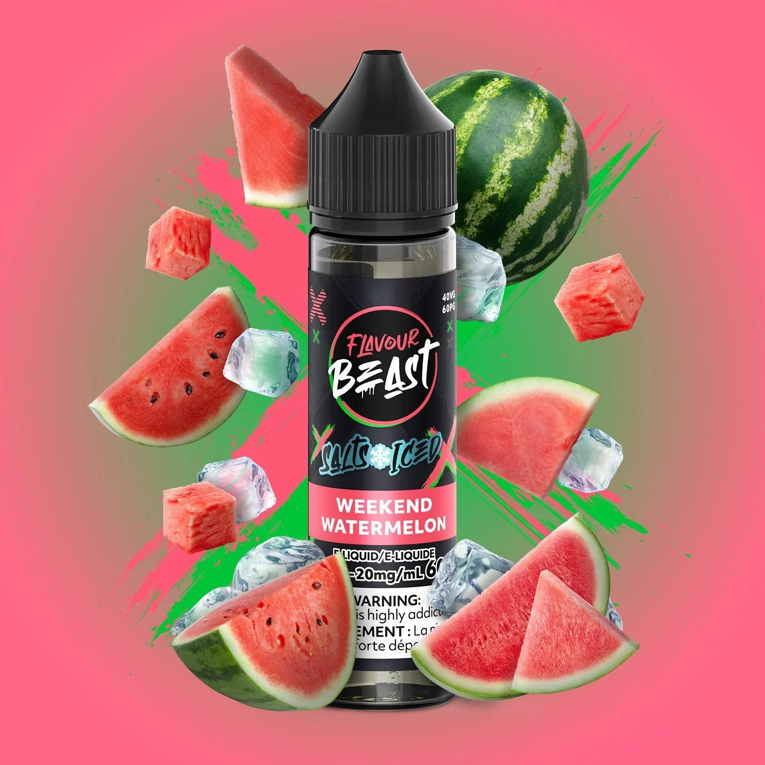 Weekend Watermelon (ICED) – Flavour Beast E-Liquid 60mL 20mg