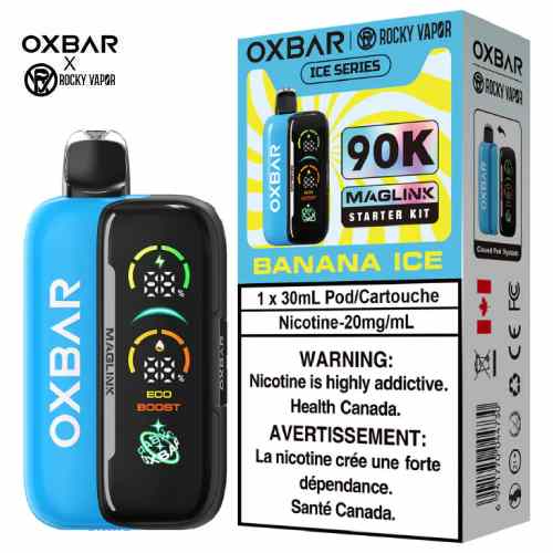 BANANA ICE - Rocky Vapor Oxbar Maglink - Essential Series - 90k {Starter Kit} / 20 mg
