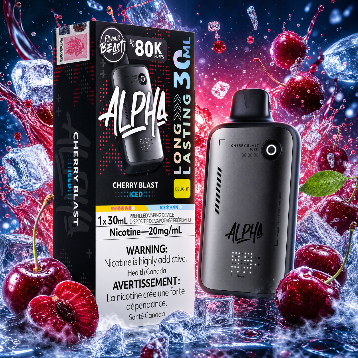 Cherry Blast Iced - Flavour Beast Alpha 80K Disposable Vape ( 20mg )