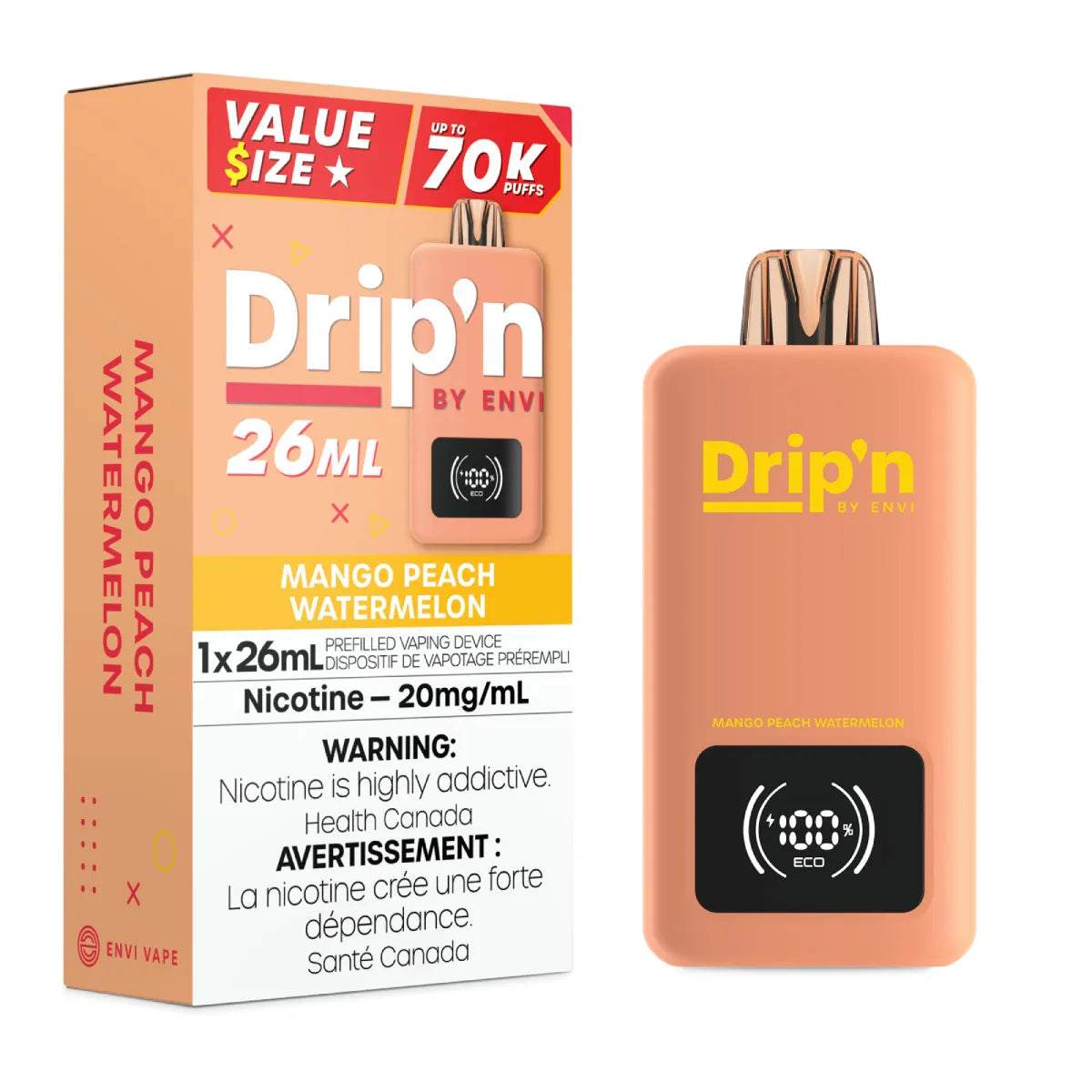 Mango Peach Watermelon - Drip'n by Envi Disposable 70k Puffs