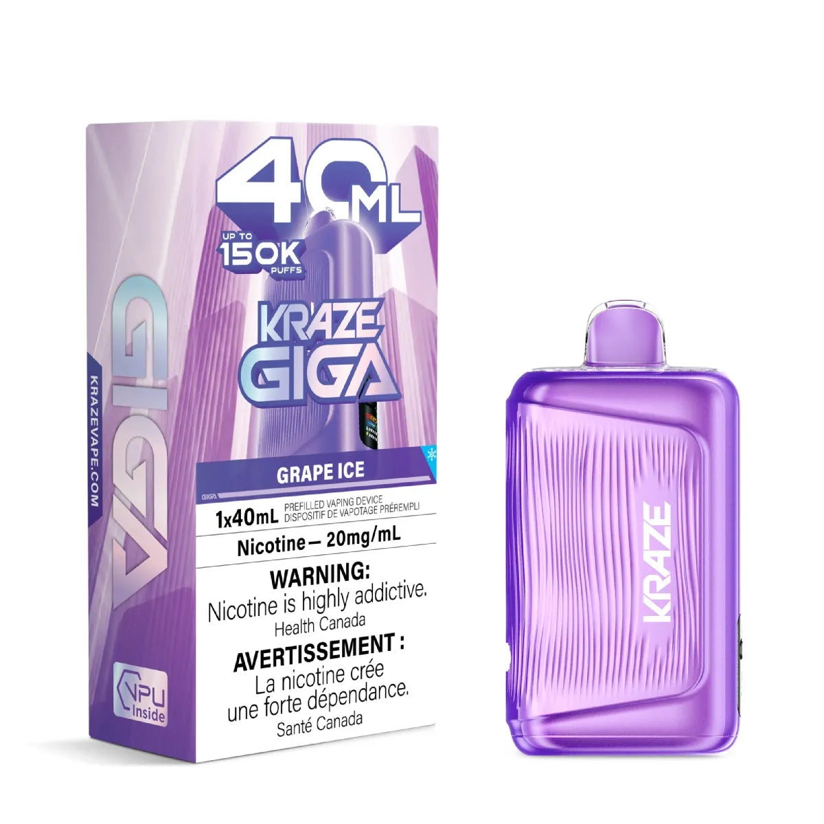 KRAZE GIGA 150K Puffs Disposable Vape - Grape Ice