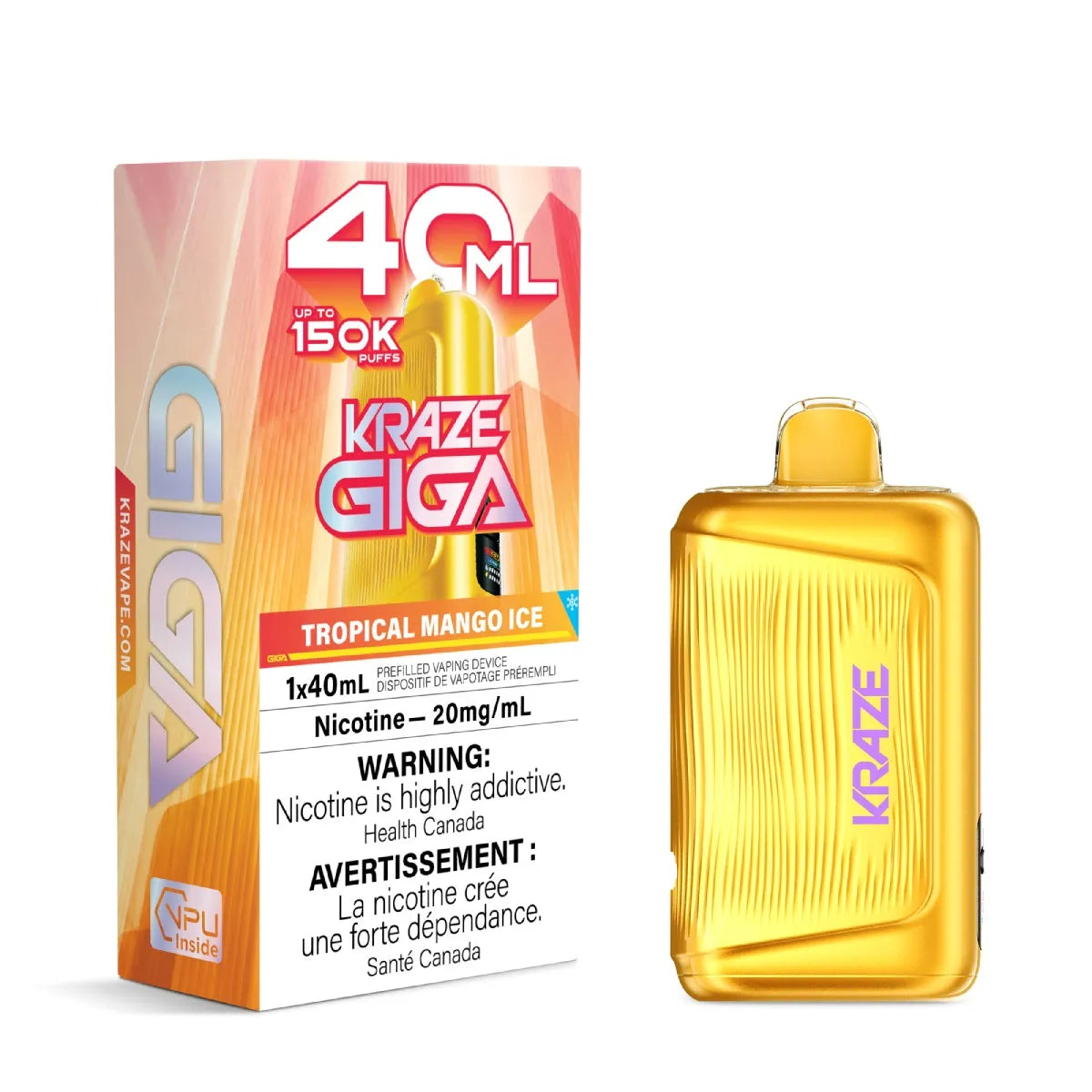 KRAZE GIGA 150K Puffs Disposable Vape - Tropical Mango Ice