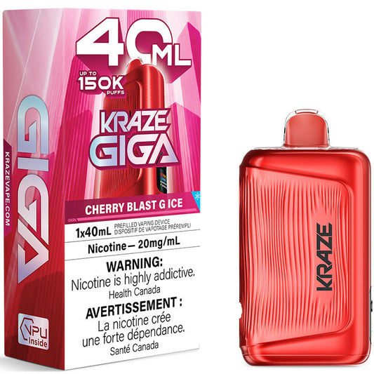 KRAZE GIGA 150K - Cherry Blast G Ice - Disposable Vape (40ml)