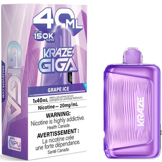KRAZE GIGA 150K - Grape Ice - Disposable Vape (40ml)
