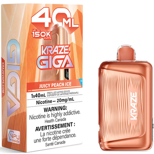 KRAZE GIGA 150K - Juicy Peach Ice - Disposable Vape (40ml)