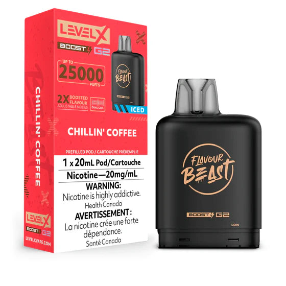 Pod Boost G2 Level X 25000 Puffs - Café glacé rafraîchissant 20 MG