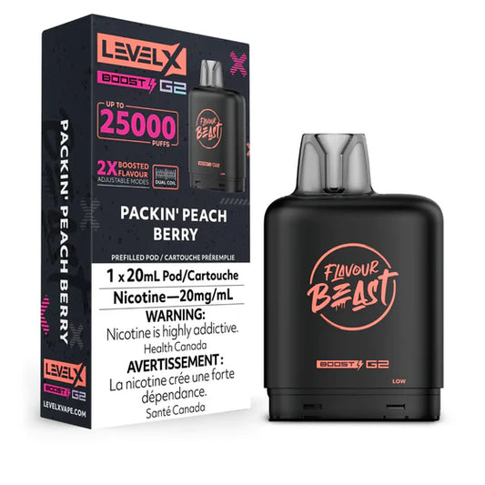 Pod Boost G2 Level X 25000 Puffs - Pack de 20 mg de pêche et de baies