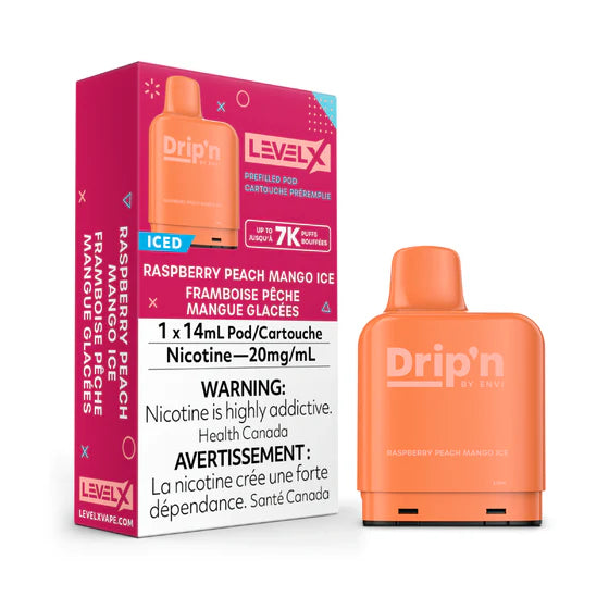 Level X Drip'n Pod 14 ml - Framboise Pêche Mangue Glacée 20 MG