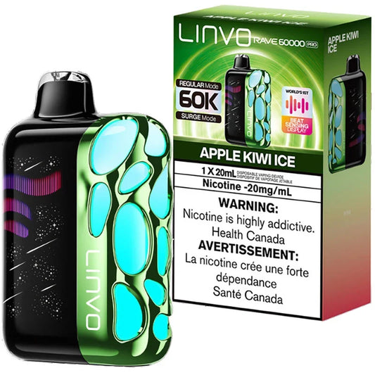 Linvo Rave 60000 Pro disposable vape - Apple Kiwi Ice