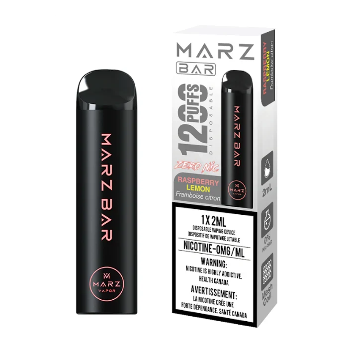 Raspberry Lemon Zero Nic Disposable Vape - Marz Bar 1200 |  Nicotine Free Vape