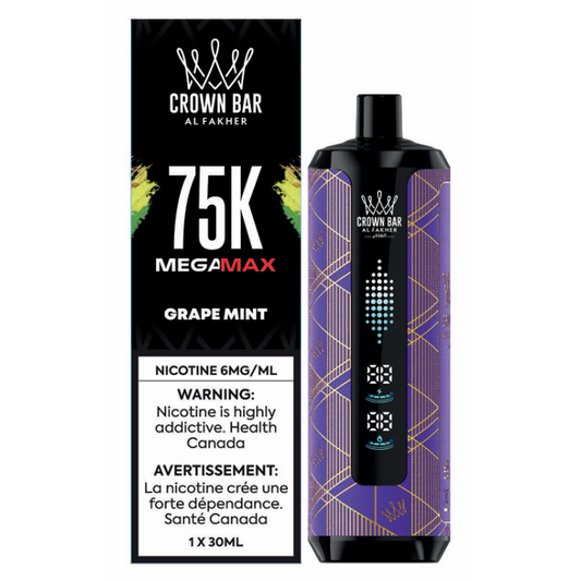 Grape Mint - Al Fakher Crown Bar Mega Max 75k Disposable Vape