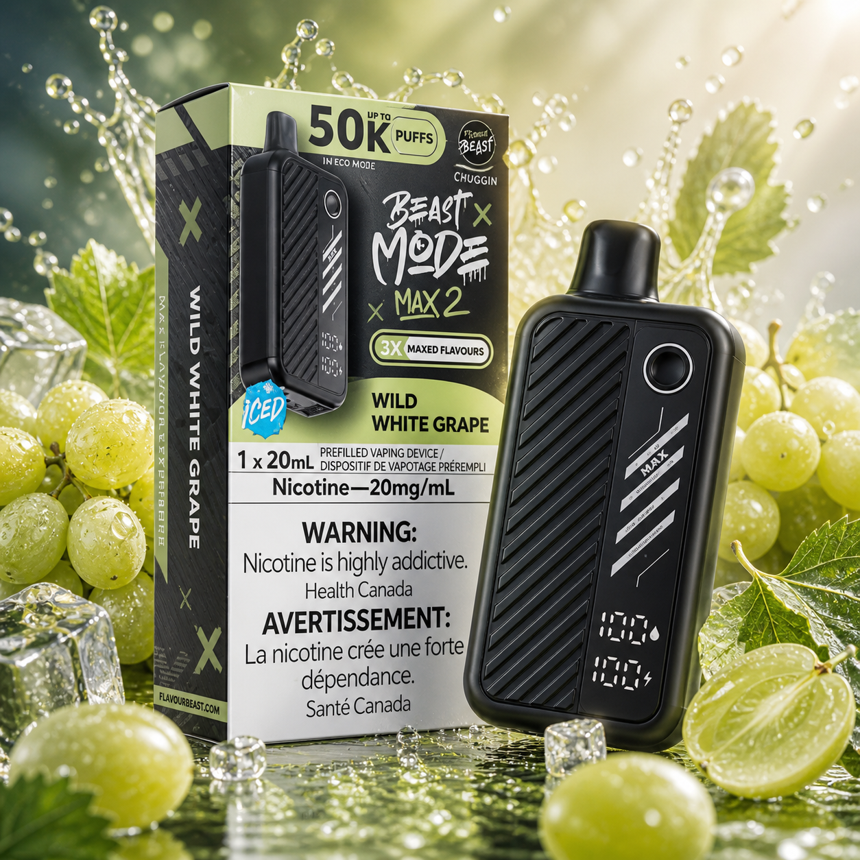 Wild White Grape - Flavour Beast Mode Max 2 Disposable Vape | 50k Puff | 20Mg